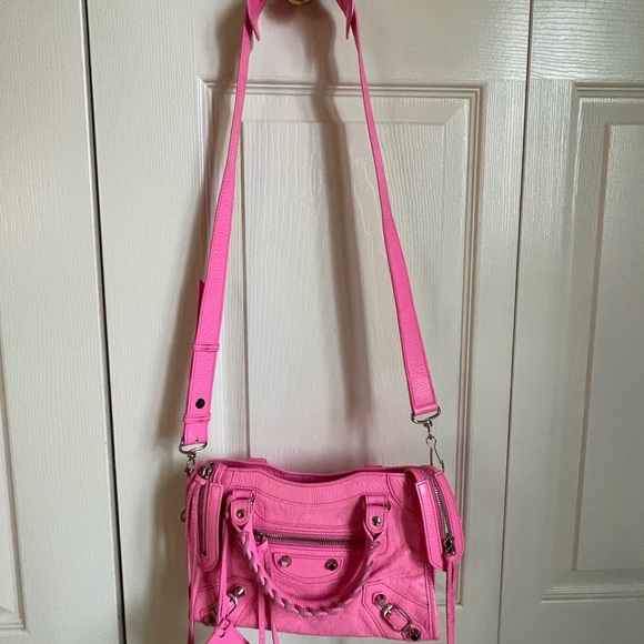 BALENCIAGA MINI CITY BUBBLEGUM PINK CROSSBODY BAG - Picture 9 of 11